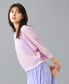 Chacott 【ノーソーイングニット】7分袖メッシュニットTシャツ