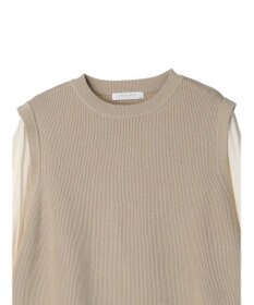 Green Parks とろみ布帛ドッキングニットチュニック