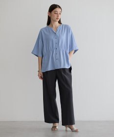 YECCA VECCA ギャザーデザイン配色シャツ