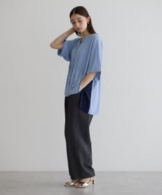 YECCA VECCA ギャザーデザイン配色シャツ