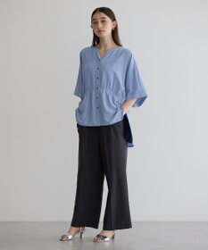 YECCA VECCA ギャザーデザイン配色シャツ