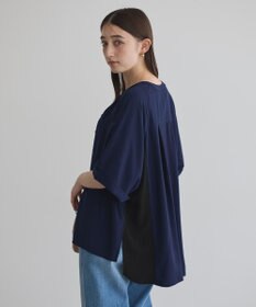 YECCA VECCA ギャザーデザイン配色シャツ