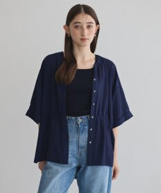 YECCA VECCA ギャザーデザイン配色シャツ