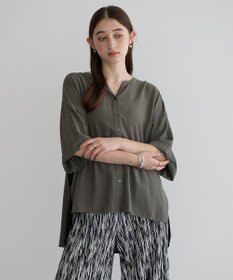 YECCA VECCA ギャザーデザイン配色シャツ