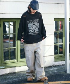 WEGO ダブルニーダメージデニムパンツ