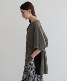 YECCA VECCA ギャザーデザイン配色シャツ