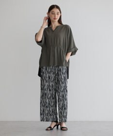 YECCA VECCA ギャザーデザイン配色シャツ