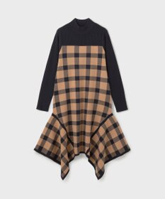 GRACE CONTINENTAL チェックイレヘムニットワンピース
