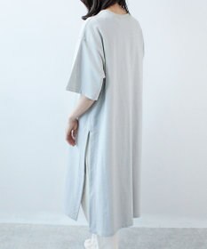 WHITE MAILS HIGH GAUGE URAKE HAIF SLEEVE SIDE SLIT ロングワンピース