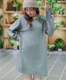 Tiaclasse メランジフーディーニットチュニック