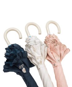 MOONBAT PAUL&JOE ACCESSOIRES (ポール&ジョー) 晴雨兼用日傘 長傘 ワンポイントクリザンテームフリル 一級遮光 遮熱 UV