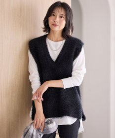 ANY L 【洗濯機可】フェザーニットベスト