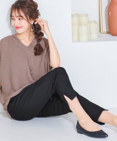 Tiaclasse 【洗える】美脚効果の高いスリットテーパードパンツ