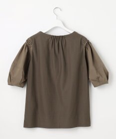 自由区 【洗える】コンビネーションシャーティング パフスリーブ カットソー