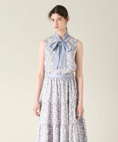 GRACE CONTINENTAL リボンプリントノースリーブトップ