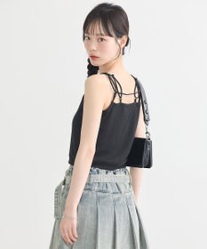 earth music&ecology ダブルストラップパターンメッシュキャミソール