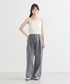 earth music&ecology ダブルストラップパターンメッシュキャミソール