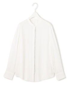 ICB L 【UVケア・速乾・洗える】BackSatinAmunzen バンドカラーブラウス