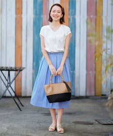 Tiaclasse 【洗える】異素材を組み合わせたカットソードッキングワンピース