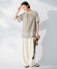 自由区 L 【洗える/セット可】キュプラリネンシャンタン ワイドパンツ