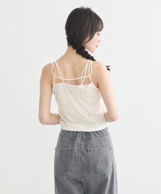 earth music&ecology ダブルストラップパターンメッシュキャミソール