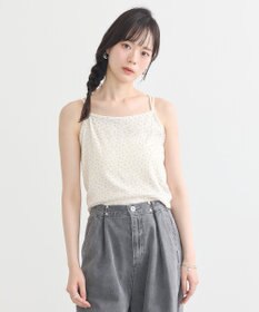 earth music&ecology ダブルストラップパターンメッシュキャミソール