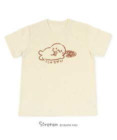 Mother garden 【ネット店限定】しろたん Tシャツ 半袖  《ここはヒザ?!柄》 オフホワイト色　S/M/L/XL レディース メンズ ユニセックス 男女兼用  コットン 綿  あざらし アザラシ かわいい キャラクター 半袖Ｔシャツ マザーガーデン  父の日ギフト