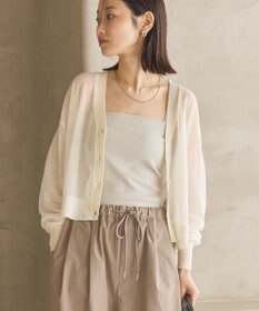 AMERICAN HOLIC ウォッシャブルショート丈シアーカーディガン