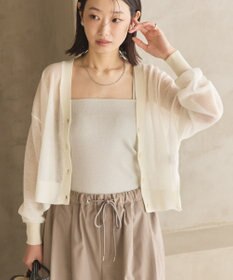 AMERICAN HOLIC ウォッシャブルショート丈シアーカーディガン