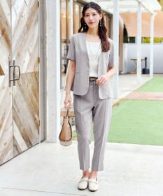 Tiaclasse 【洗える】麻調テーパードパンツ