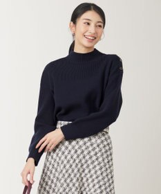 ANY SIS 【洗える】リブコンビボタン ニット