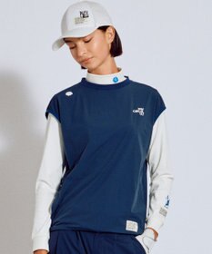 PW CIRCULUS 【撥水加工 / 小さくまとまる】【UNISEX】オーバーサイズ パッカブルベスト ゴルフウェア メンズ レディース ネイビー系