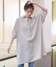 Tiaclasse 【洗える】麻ライクスキッパーシャツチュニック