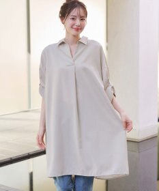 Tiaclasse 【洗える】麻ライクスキッパーシャツチュニック