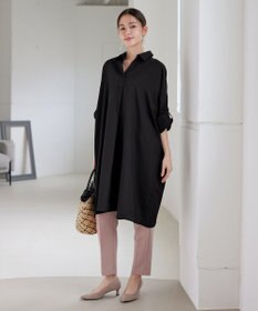 Tiaclasse 【洗える】麻ライクスキッパーシャツチュニック