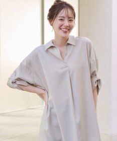 Tiaclasse 【洗える】麻ライクスキッパーシャツチュニック