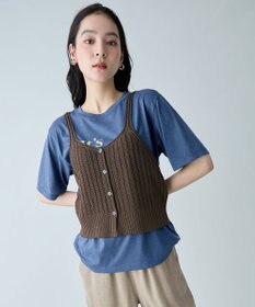 ANY L リネンライクレーシーニットビスチェ