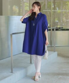 Tiaclasse 【洗える】麻ライクスキッパーシャツチュニック