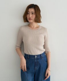YECCA VECCA シアーMIX5分袖ニット