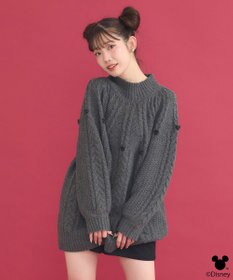 earth music&ecology Disney/ポイントミッキーケーブルニット