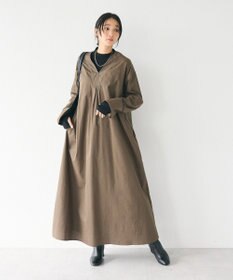 CRAFT STANDARD BOUTIQUE 刺繍入りツイルＶネックワンピース