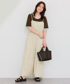 Green Parks 胸元バルーンワイドシルエットサロペット