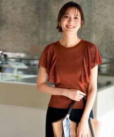 ANY SIS 【洗える】レーシーフレアスリーブ ニット テラコッタ