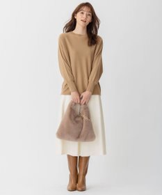 自由区 フェイクファーワンハンドル バッグ