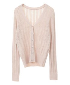 earth music&ecology シルバーボタン透かし編みニットカーディガン