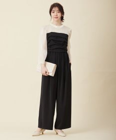 ANY SIS 【洗える】デザインタック コンビネゾン ブラック