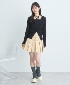 earth music&ecology シルバーボタン透かし編みニットカーディガン