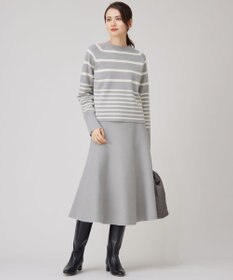 【新品タグ付き】自由区　カシミヤウール　ボーダーニット　38 グレー 23区 ニット セーター 「Oggi2月号掲載/洗える」ウールカシミヤ