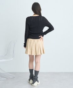 earth music&ecology シルバーボタン透かし編みニットカーディガン