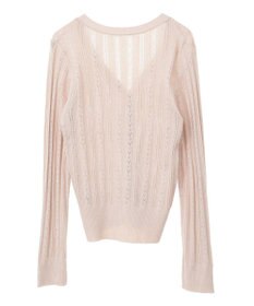 earth music&ecology シルバーボタン透かし編みニットカーディガン